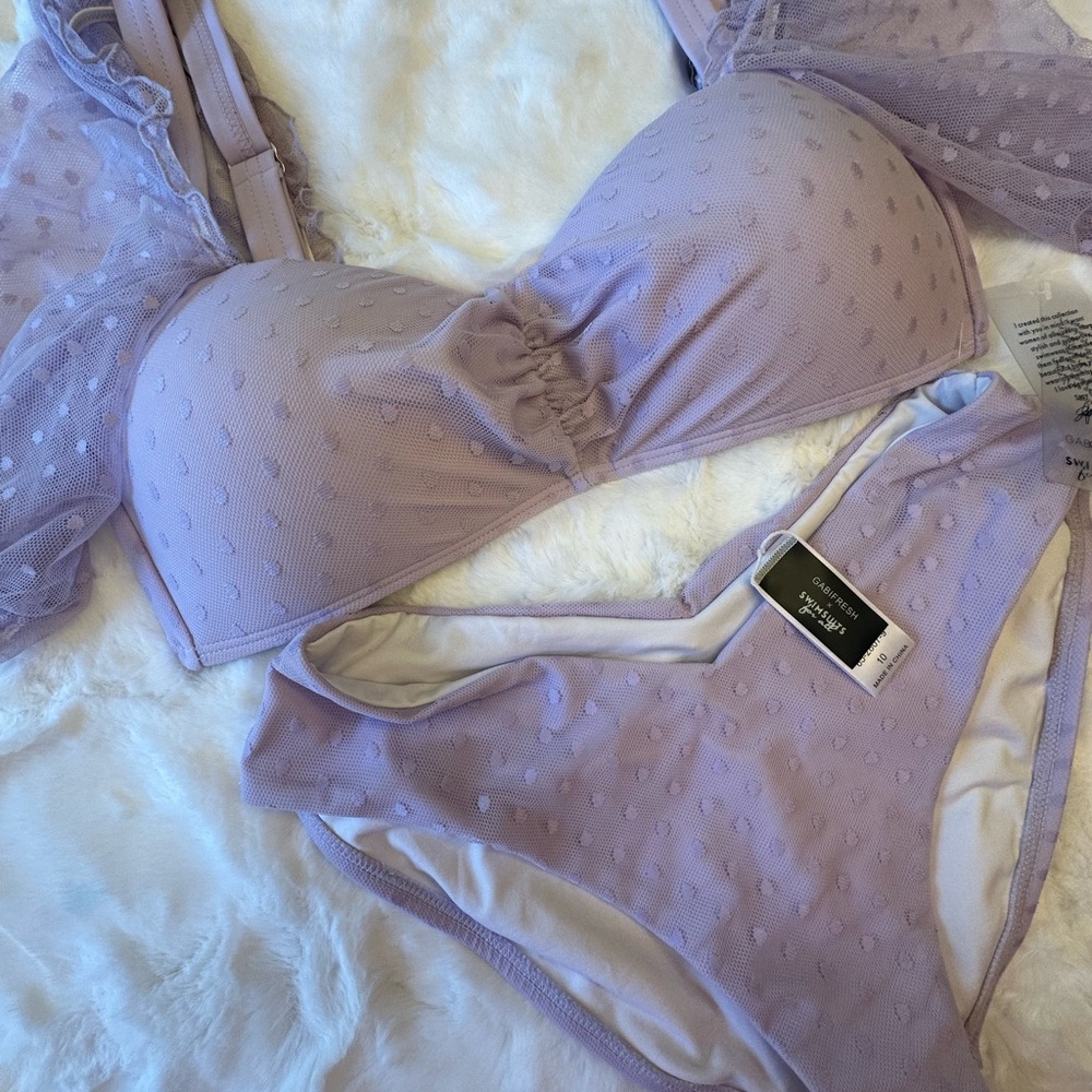NWT Lavender Polka Dot bathing suit Set. Size 10. - Picture 4 of 10